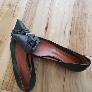 Mulberry Dark Green Leather Flats with Bow Detail